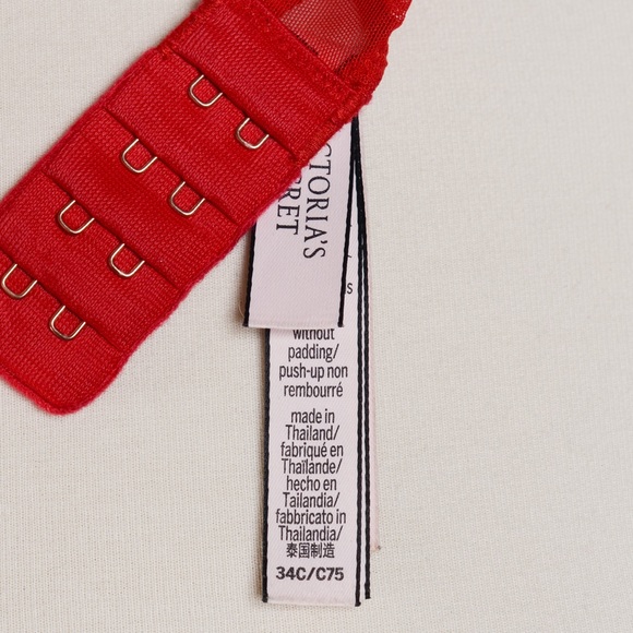 Victoria’s Secret Red Lace Bra 34C and House of Harlow Gold Hoops - Picture 9 of 10